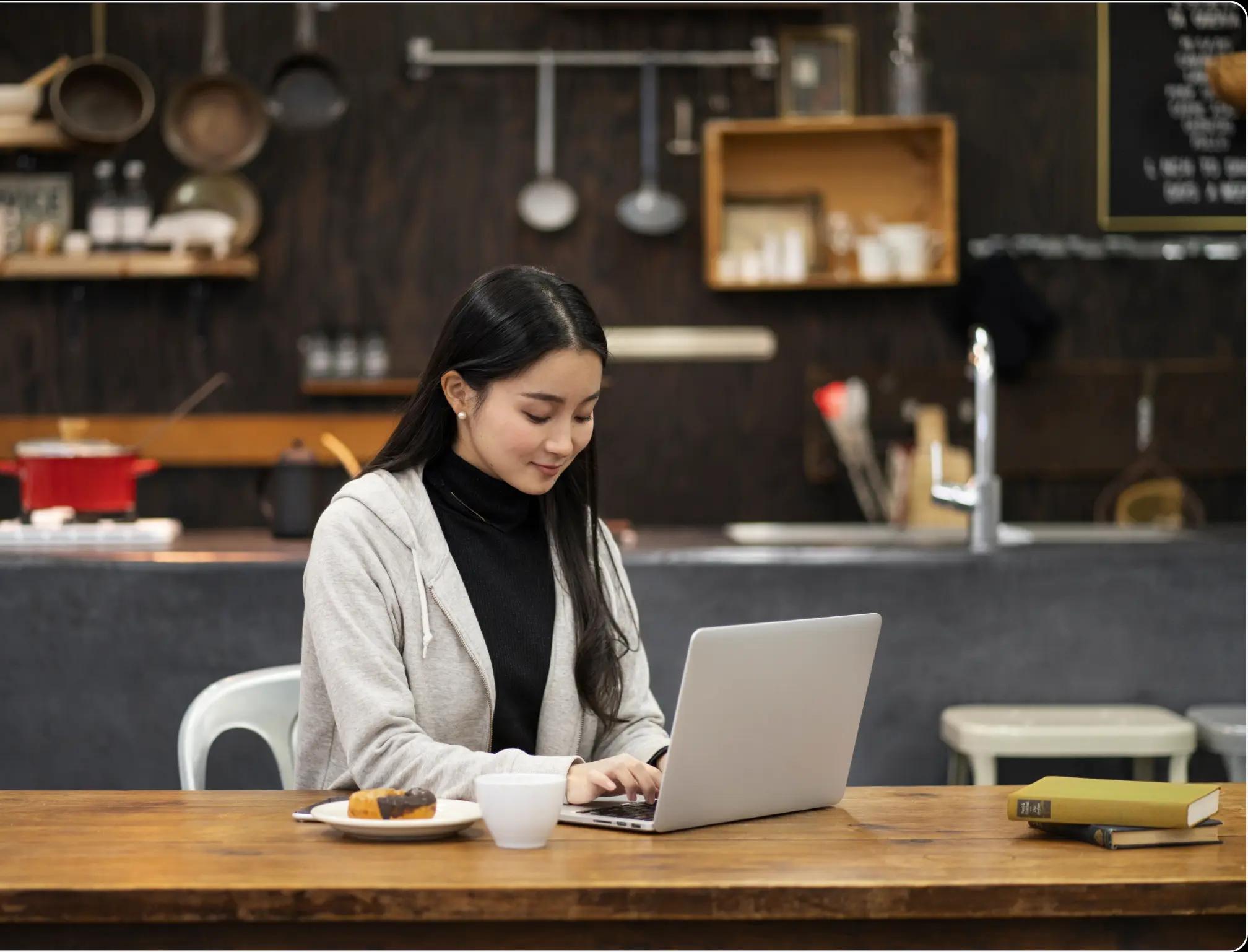 a woman using a computer